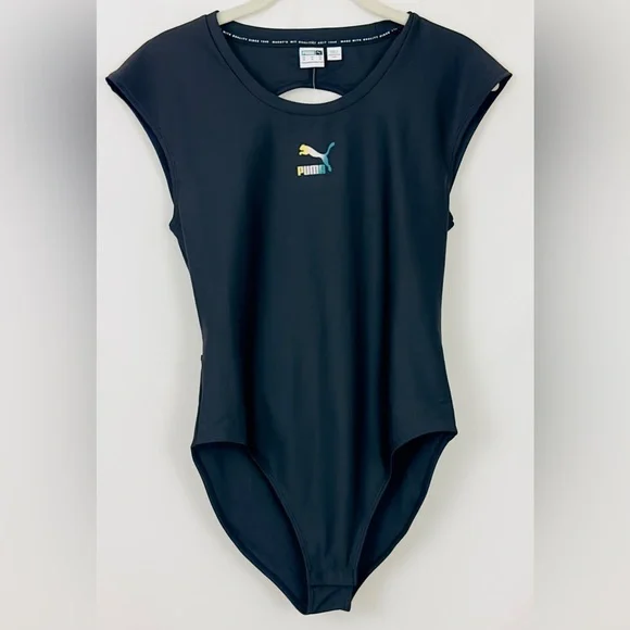 PUMA -Crystal Galaxy Women's  Black Bodysuit with open back & snap crotc… - Picture 3 of 12